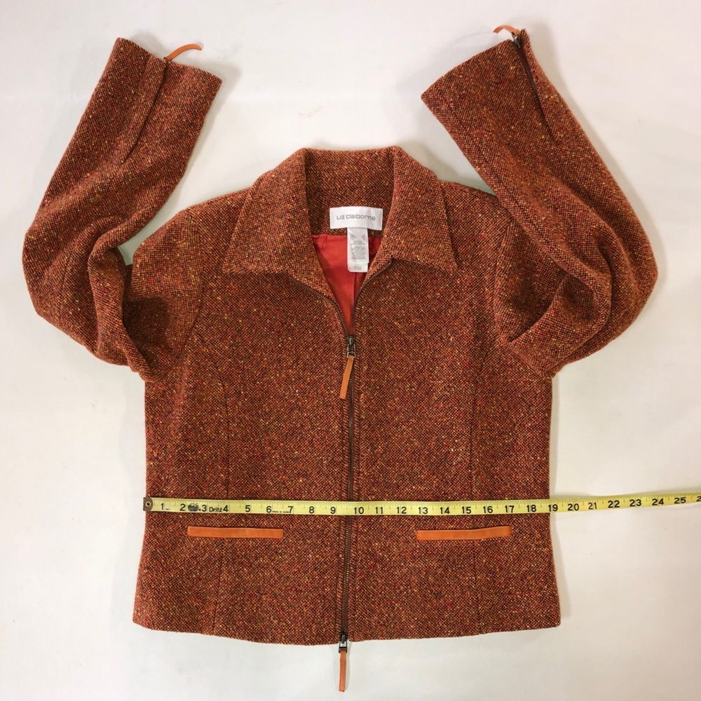 LIZ CLAIBORNE Vintage Wool Blend Suede Trim Cropped Jacket (S) - Picture 12 of 17